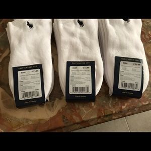 3 packs = 9 Pair Ralph Lauren White Ankle Socks